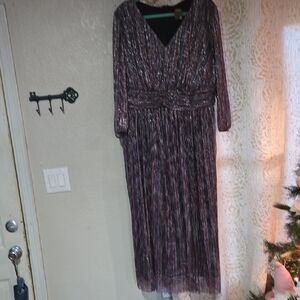 Taylor Shimmering Purple Long Sleeve Dress